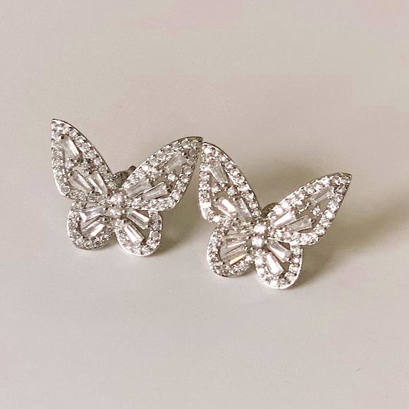 Silver Butterfly Earrings - Picture 2 of 2